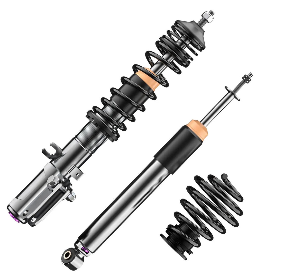 RENNtech-KW R129 Coilover Suspension | V8 and V12 Models | Silver/Black